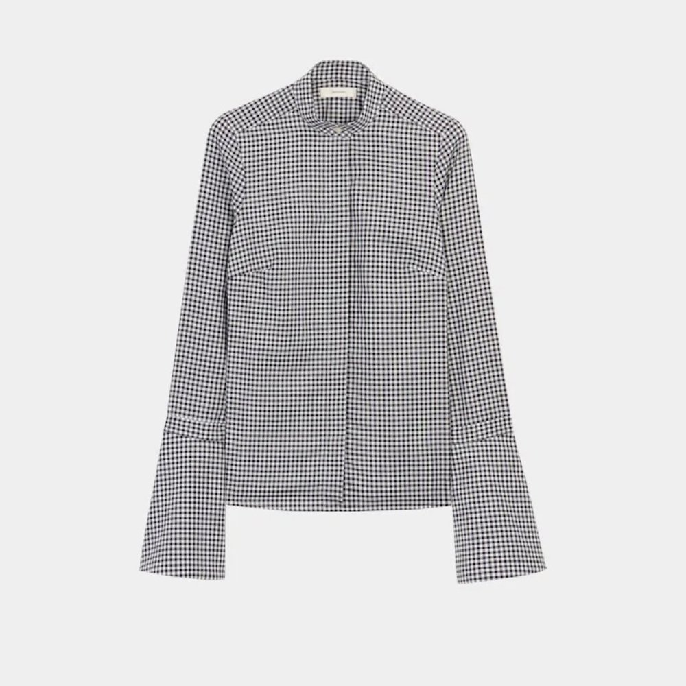 SUISTUDIO CALYPSO BELL SLEEVE CHECK BLOUSE - NWOT